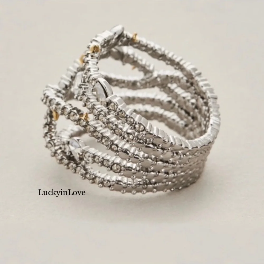 ALEXIS BITTAR • Silver Orbiting Crystal Encrusted Thorny Lace Ring 8